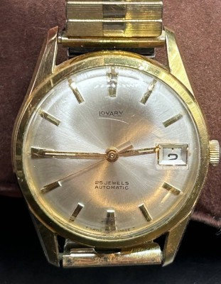 Auktion 347<br>vintage Lovary automatic HAU,  25 Jewels, Werk läuft, Double Gehäuse und Zugband [1]