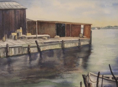 Auktion 347<br>unter Passepartout signiert, Bootshaus, Aquarell, ger./Glas, RG 45 x 55cm. [1]