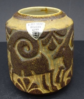 Auktion 348<br>kl. Vase, Bornholmer Keramik, orig. Etikett, H-10 cm [1]