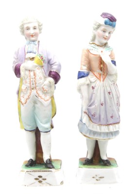 Auktion 348<br>Figurenpaar, ungemarkt, wohl um 1900, Rokoko Dame und Herr, Altersspuren, ca. H-19cm [1]