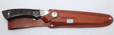 Auktion 348<br>Jagdmesser, Snowbee, Lederscheide, L-28cm. [1]