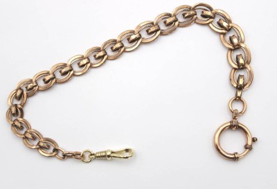 Auktion 348<br>Uhrenkette, älter, Doublé, Karabiner für Uhr in 333er GG, L-26,5cm [1]