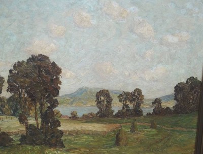 Auktion 348<br>Walder PAPST (1897-?), Landschaft, Öl/Platte, Spachteltechnik, gerahmt, RG 60x70 cm [1]