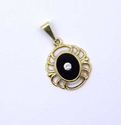 Auktion 349<br>Goldanhänger GG 0.333 mit Onyx und einen rund facc.klaren Stein,L- 2,5cm, 0,96gr. [1]