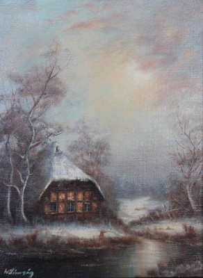 Auktion 349<br>Wilmzig, Kate im Winter, Öl/Leinwand, gerahmt, RG 51 x 41cm [1]