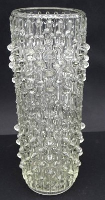 Auktion 349<br>hohe Kristall-Zylindervase mit Noppen, H-28 cm [1]