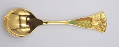 Auktion 349<br>Jahreslöffel 1987, Robbe & Berking, 925er Silber vergoldet, 33,9gr., L-13,2cm [1]