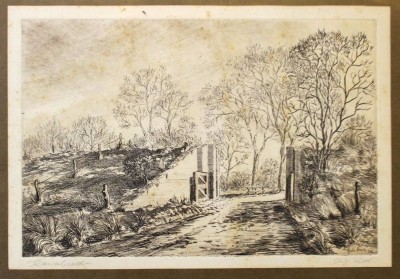 Auktion 349<br>H-. de Vries '78, Kanalpolder betitelte Radierung, ger./Glas, RG 33 x 43cm [1]