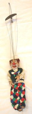 Auktion 349<br>gr. Marionette, Clown, Prag, guter Zustand, L-ca. 100cm, nur Puppe L-50cm [1]