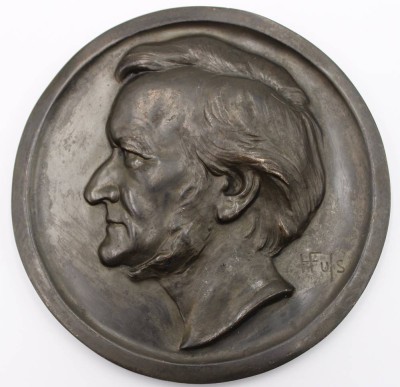 Auktion 349<br>Bronze-Plakette, Richard Wagner, signiert H.Fuls, D-14,5cm [1]