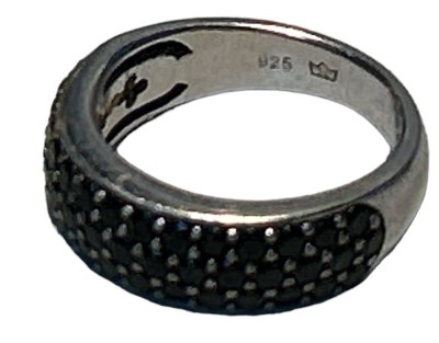 Auktion 349<br>Silberring-925- mit schwarzen Steinen, RG 54, 4,6 gr [1]