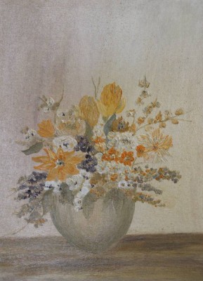 Auktion 349<br>unsigniert, Blumen in Vase, Öl/Hartfaser, gerahmt, RG 48,5 x 38,5cm [1]