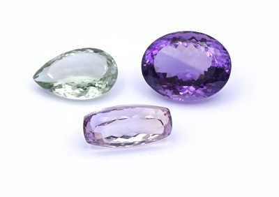 Auktion 349<br>grüner und violetter Amethyst + Ametrin, zus. 78,4ct. [1]