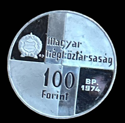 Auktion 349<br>Silber-Münze Ungarn, 100 Forint 1974 ~ 50 Jahre der Nationalbank, 22 gr. D-37 mm [1]