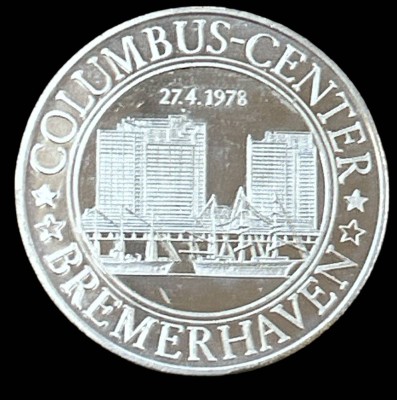 Auktion 349<br>grosse Silber-Medaille, Eröffnung Columbuscenter Bremerhaven 1978, , D-4 cm, 21,2 gr [1]