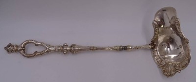Auktion 349<br>grosse Bowlenkelle, versilbert, L-38 cm [1]
