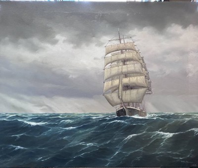 Auktion 349<br>Klaus Roskamp (1941)Segelschiff, Pamir auf See,  Öl/Leinen, 50x60 cm [1]