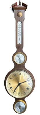 Auktion 349<br>gr. Wandwetterstation mit Quartz Uhr, L-66 cm [1]