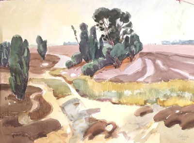 Auktion 349<br>Landschaft, Eugen SCHULZ (1915-1986), Aquarell, ungerahmt, BG 50 x 65cm [1]