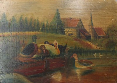 Auktion 349<br>Hans, Enten, Öl/Holz, ungerahmt, 14 x 20cm [1]