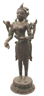 Auktion 349<br>hohe hinduistische Standfigur, Indien, älter, Bronze, H-ca. 44cm [1]