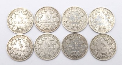 Auktion 350<br>8x  1/2 Reichsmark, 1905>1915, D-2cm [1]