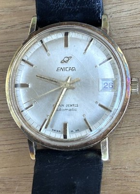 Auktion 350<br>Enicar Automatic HAU, Star Jewels, Swiss made, Lederband, Werk läuft, Tragespuren [1]