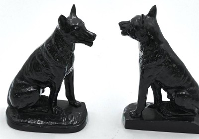 Auktion 350<br>Paar Buchstützen, Schäferhunde aus  Metall, H-17 cm, L-11 cm [1]