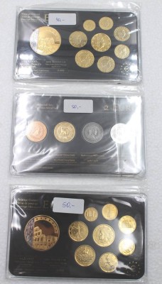 Auktion 350<br>2x Euro-Prestige-Sets, Italien 2006 u. Luxemburg 2010 sowie 1x Edelmetall-Set Lettland 2014 [1]