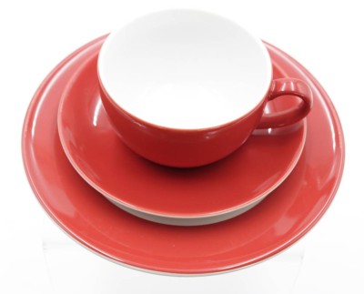 Auktion 355<br>Gedeck, Schönwald, Dibbern, Solid Color, rot, Tasse H-5,5cm [1]