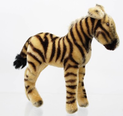 Auktion 350<br>Zebra von Steiff, älter, nur Knopf, H-20,5cm [1]