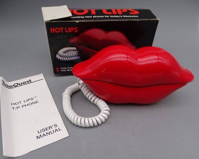 Auktion 350<br>TeleQuest Red Hot Lips Telefon Modell 109 Retro Touch Taste, 1984 in orig. Karton [1]