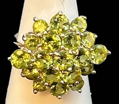 Auktion 350<br>Silberring-925- mit grünen Peridot, RG 59, 9,1 gr. [1]