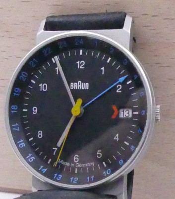 Auktion 351<br>Braun Armbanduhr Typ 3814 Quartz - Made in Germany, leichte Tragespuren, Zeit lässt sich nicht einstellen ?, D-3,5cm [1]