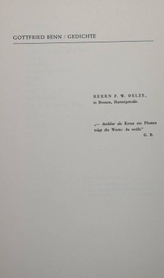 Auktion 351<br>Gottfried Benn, Das Gedicht, 1936, Erstausgabe, Seiten lose aber wohl kompl. [1]