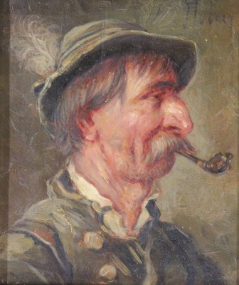 Auktion 351<br>Hans STÜBNER (1900-1973), Pfeifenraucher, München, Öl/Holz, gerahmt, RG 35 x 38cm. [1]