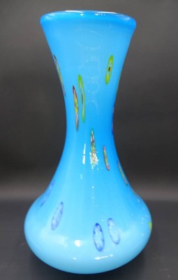 Auktion 351<br>hohe Murano-Vase, blau mit Murinen, H-40 cm [1]