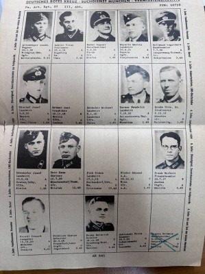 Auktion 352<br>Vermissten Liste des Roten Kreuzes für das Panzer -Artillerie-Reg. Nr. 27, 3 Blatt [1]