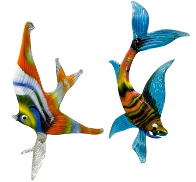 Auktion 352<br>2x Murano Fische, bunt, H-13 und 15 cm [1]