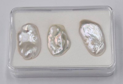 Auktion 352<br>3x Keshi-Perlen, je gebohrt, zus. ca. 32,9ct [1]