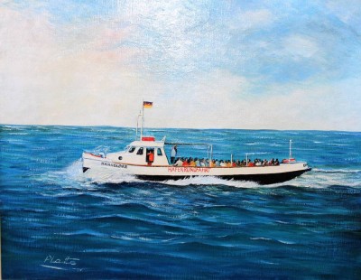 Auktion 352<br>Platte, Bäderschiff, Öl/Leinwand, gerahmt, RG 48 x 58cm [1]