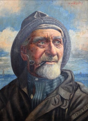 Auktion 352<br>Heinz NETZELY (XX), Fischerportrait, Öl/Leinwand, gerahmt, RG 47 x 37cm [1]