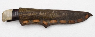 Auktion 352<br>Jagdmesser, Helle Norge, älter, Lederscheide, L-19,5cm [1]