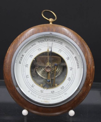 Auktion 352<br>Wandbarometer,  A.Schulz Hof Optiker, Oldenburg, D-15,5cm [1]