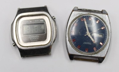 Auktion 352<br>2x div. Vintage-Herrenuhren, Preziosa Automatik (Krone fehlt) u. Primato Quartz,  je mit starken Tragespuren [1]