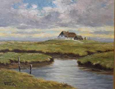 Auktion 352<br>Ernst Troch (1925-1996), Hallig, Öl/Leinwand, gerahmt, RG 34 x 40cm [1]