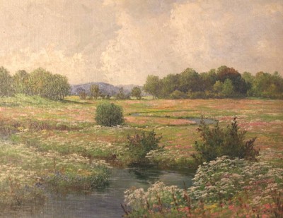 Auktion 352<br>unleserl.signierte Landschaft, Öl/Malkarton, gerahmt, RG 41 x 50cm [1]