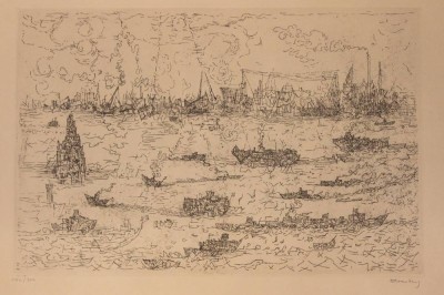 Auktion 352<br>Paul ELIASBERG (1907-1984), Boote, Radierung, Nr. 146/300, ger./Glas, RG  40,5 x 50,5cm [1]