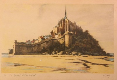 Auktion 352<br>unleserl.signiert, Le Mont St. Michel, Farbradierung, ger./Glas, RG  25,5 x 32,5cm [1]