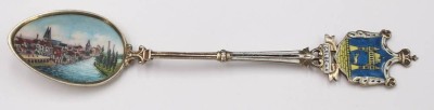 Auktion 352<br>emaillierter Andenkenlöffel,  Calbe, 800er Silber, 16,9gr, L-13cm [1]